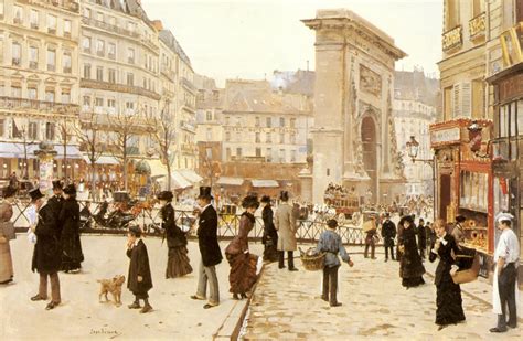 Peinture Française du 19ème Siècle Le Boulevard St Denis Paris 1899