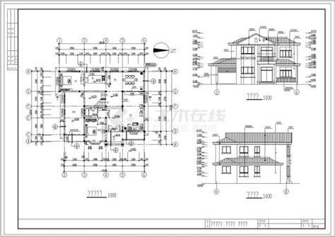 某二层带阁楼层框架结构欧式风格别墅设计cad全套建筑施工图（含施工说明，含结构设计）图纸设计说明土木在线