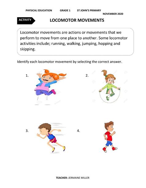 Locomotor Movements Worksheet Online Exercise For Live Worksheets