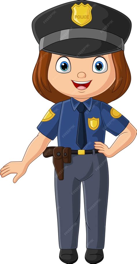 Premium Vector | Cartoon police woman in uniform