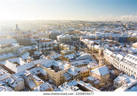 Beautiful Vilnius City Panorama Winter Snow Stock Photo 2200854677