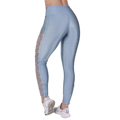 Legging Fitness Femininas Tiras Lateral C S Alto Cirr Liso Orbis