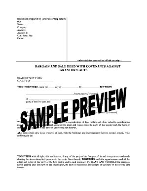 Fillable Online Bargain And Sale Deed With Covenants Against Grantors