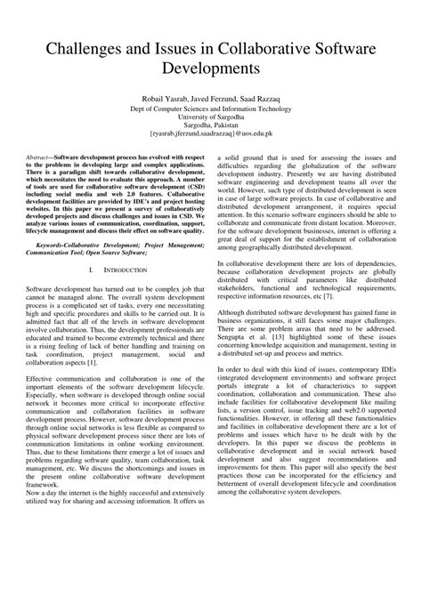 (PDF) Challenges and Issues in Collaborative Software Developments