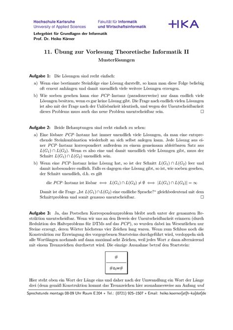 Uebung Loesung Bungsblatt Mit L Sung Hochschule Karlsruhe