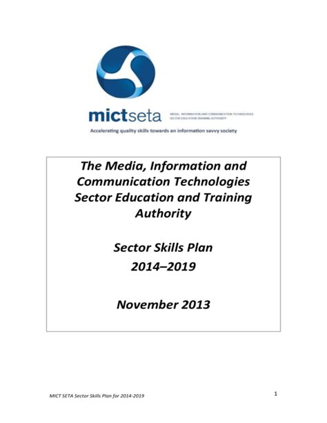 Mict Seta Sector Skills Plan 2014 2015