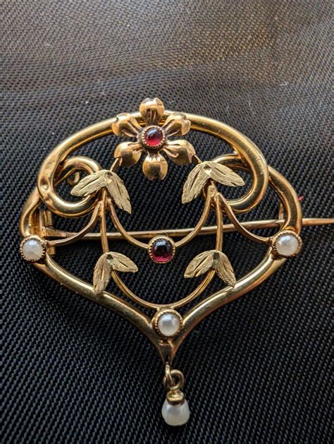 Jolie Broche Ancienne Art Nouveau Or 18 Carats EBay