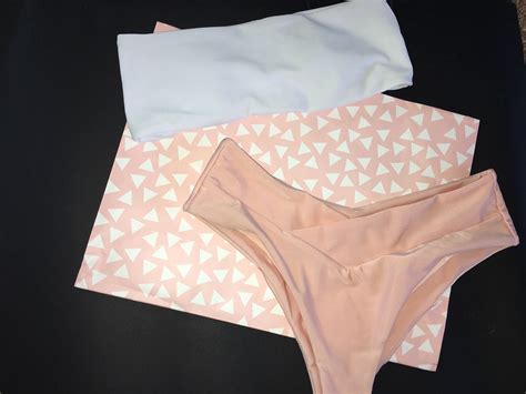 Pink Cheeky Bottoms With White Bandeau Bikini Set Etsy