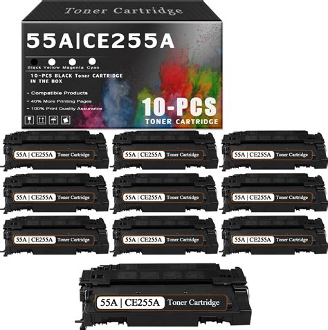 10 Pack 55a Ce255a Black Toner Cartridge Compatible For Hp 55a Ce255a Ink