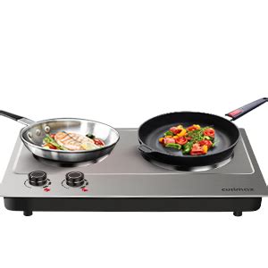 CUSIMAX Dual Burner Stainless Steel Countertop Hot Plate