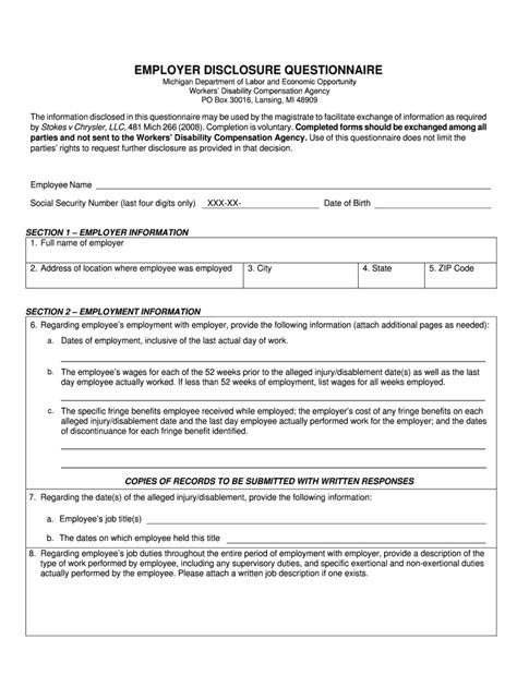 Disclosure Questionnaire Form Fill Out And Sign Printable