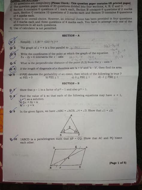 Solve This Question Paper Maths For Final Exam NCERT CLASS 9