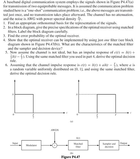 Solved A Baseband Digital Communication System Employs The Chegg