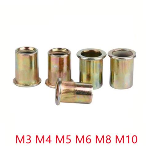 Pcs M M M M M M Rivet Nut Carbon Steel Flat Head Blind