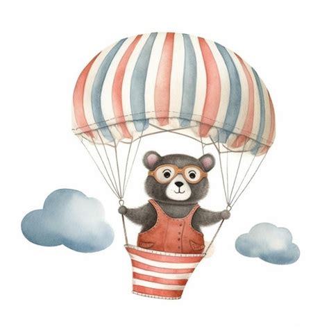 Premium Photo A Close Up Of A Bear In A Hot Air Balloon Generative Ai