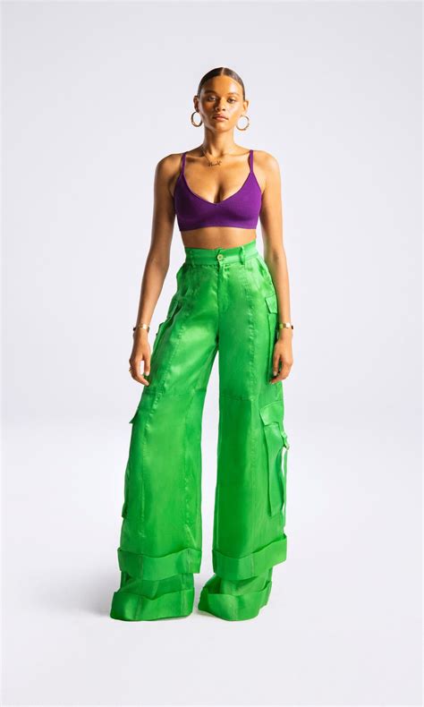 Green Cargo Pants With Purple Top