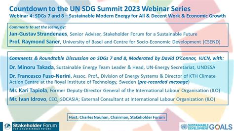 Countdown To The Un Sdg Summit 2023 Webinar Series No 4 Sdgs 7 And 8