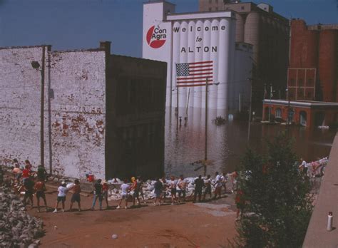 Sandbagging During 1993 Flooding In Downtown Alton Illinois Alton