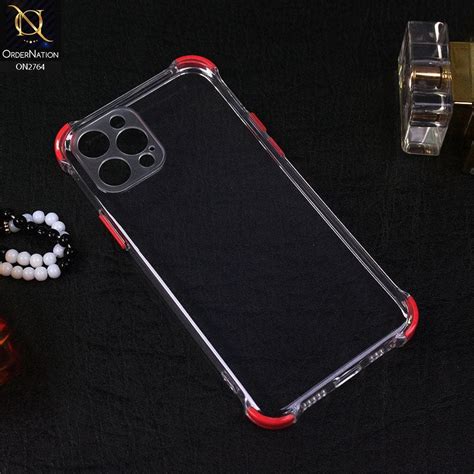 iPhone 12 Pro Cover - Red - Soft Anti Shock Colorful Corner Back Clear ...