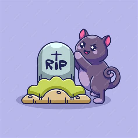 premium vector cute cat  tombstone cartoon