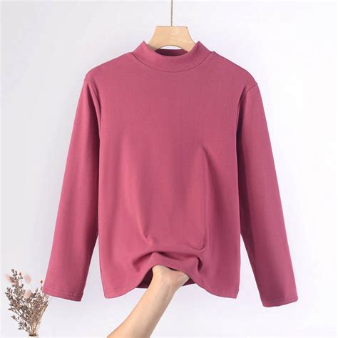Elvqul Crew Neck Tops For Women Basic Hot Pink Tshirts Holiday Solid Pullover Long Sleeve