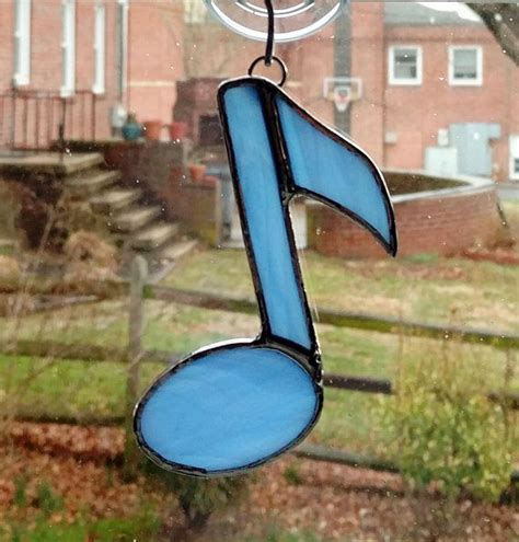 Stained Glass Music Note Suncatcher Custom Colors Music Lover T Quarter Note Ornament