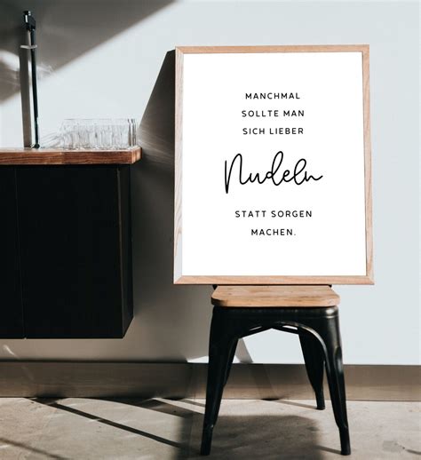 Mach dir Nudeln statt Sorgen Poster Poster Küche Etsy de