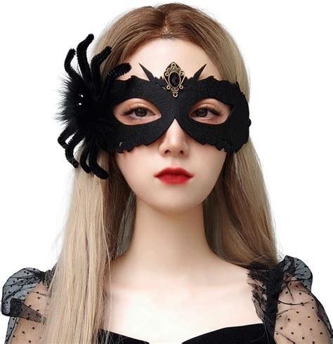 Sup Coente Black Masquerade Mask For Women Spider Mask Halloween Female Half Face