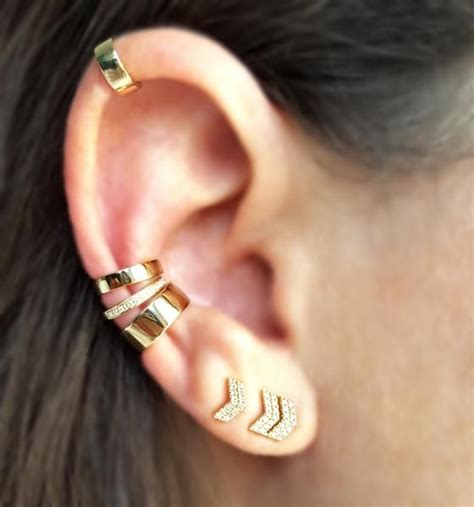 Solid Gold Mini Ear Cuff Designer Earrings The EarStylist By Jo