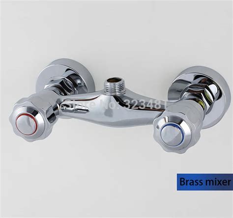 Aliexpress Buy Brass Bath Shower Faucets Mixer Double Handle Wall Mounted Hot Cold Water