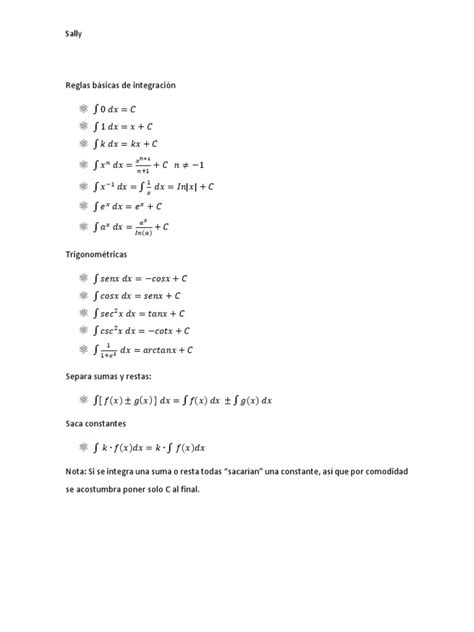 Resumen Cálculo I Integrales Pdf Integral Exponenciación