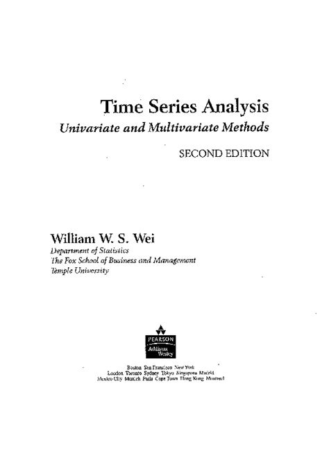 Time Series Analysis Univariate And Multivariate Methods Pdfcoffeecom