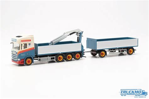 Herpa Verheul Scania CR20HD Flatbed Truck Trailer Loading Crane