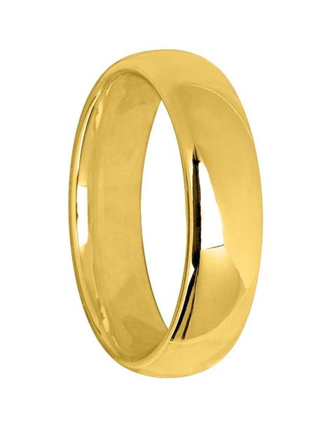 Alliance Or Jaune 18K 750 1000 Demi Jonc Bombé Confort 6mm