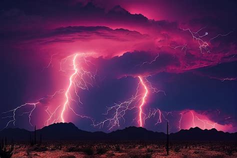 Premium Photo Thunderstorm Supercell With Giant Lightning Natural