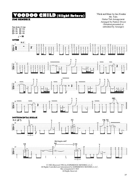 Mr Tabs Voodoo Child Slight Return Guitar Tab In E Minor