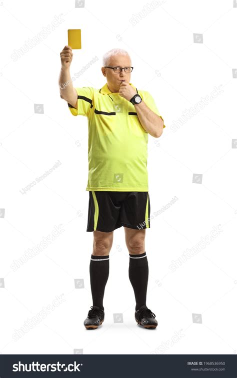 Full Length Portrait Football Referee Showing Stock Photo 1968536950 ...