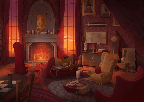 Hogwarts houses common rooms on Behance