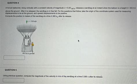 Solved QUESTION 4A Hot Air Balloonist Rising Vertically Chegg