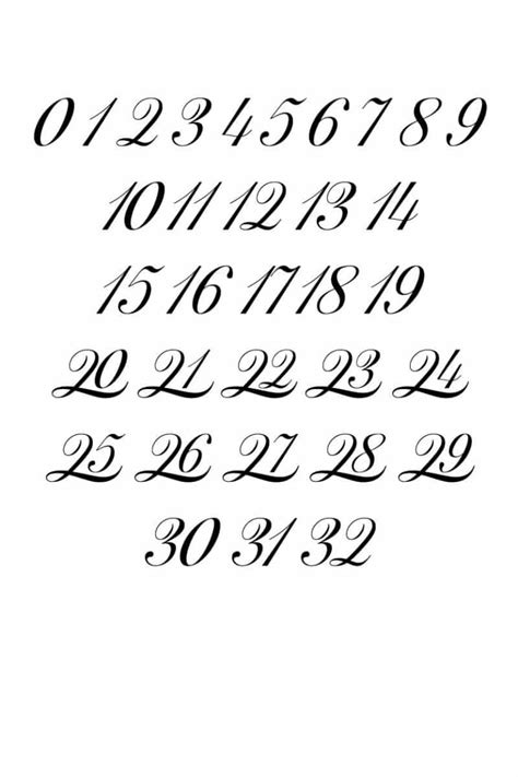 Free Printable Fancy Calligraphy Numbers