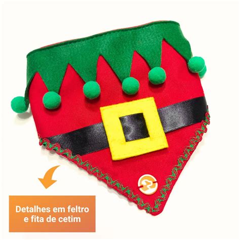 Fantasia Pet Duende De Natal Gorro E Bandana Tam G Elo