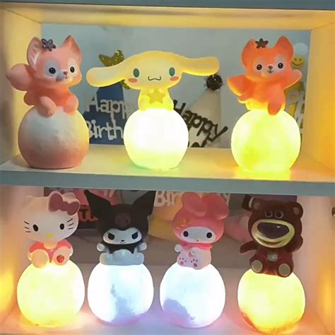 Sanrio Night Lights Kawaii 3d Sanrio Moon Night Light Cinnamoroll Kuromi Melody Figure Cartoon