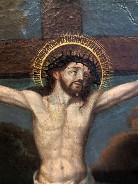 Proantic Huile Sur Toile Crucifixion Du Christ Fin E