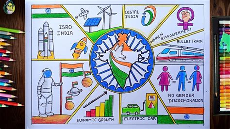 My Vision For India In 2047 Drawing Viksit India 2047 Drawing Easy