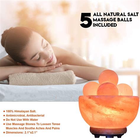 Himalayan Glow Bowl Salt Night Lamp With Massage Balls 2 3 Lbs