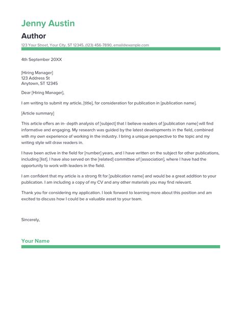 Best Author Cover Letter Example For 2023