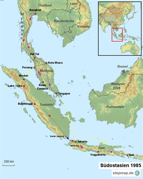 StepMap Südost Asien 1985 Landkarte für Asien