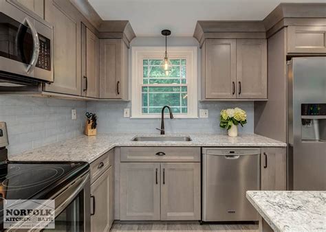 Grey Stained Maple Kitchen Cabinets Things In The Kitchen