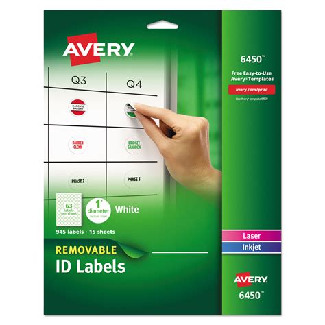 Avery Removable Multi Use Labels Inkjet Laser Printers 1 Dia White