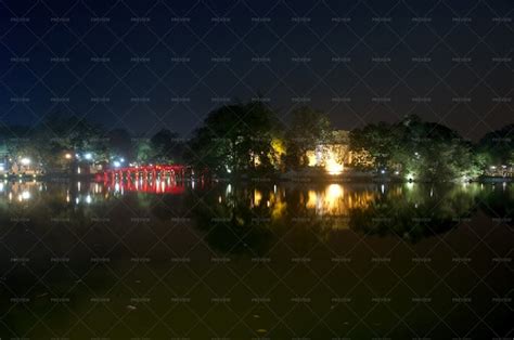 Hoan Kiem Lake Night View Vietnam - Stock Photos | Motion Array